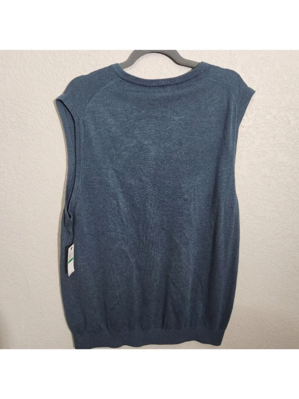Van Heusen Mens Sleeveless Knit Sweater Vest Large Teal Diamond Pattern